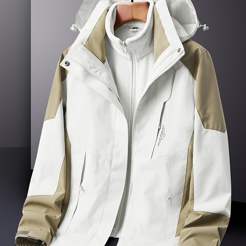 Wholesale Women's Three-In-One Jacket for Small Couples, Color Matching, Removable Silver Fox Velvet Two-Piece Jacket for Men