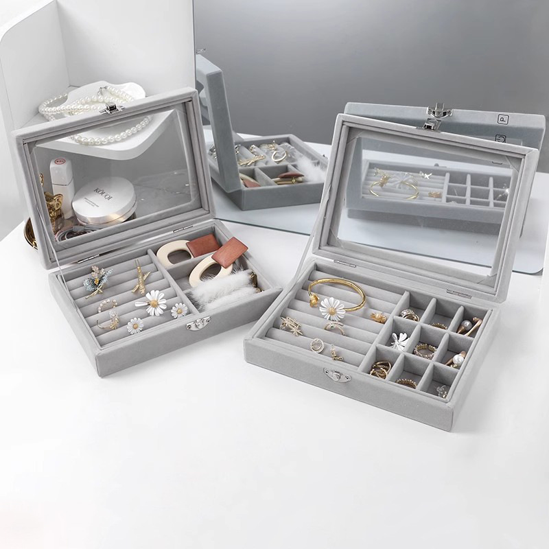 Exquisite High-End Storage Box, Earrings, Jewelry Box, Ring, Watch, Bracelet, Portable All-In-One Jewelry Box, Jewelry Box