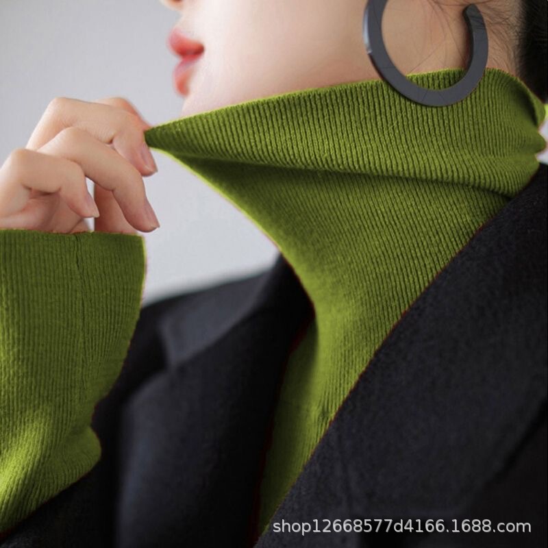 Long-Sleeved Turtleneck Slim-Fit Sweater for Women, Green 2026 New Style Knitwear, Versatile and Stylish Top, Inner Layer Base Shirt Long-Sleeved Turtleneck Slim-Fit Sweater for Women, Green 2026 New Style Knitwear, Versatile and Stylish Top, Inner Layer Base Shirt