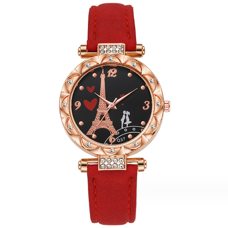Round Dial Shape Daily Occasion Casual Tower Heart Shape Buckle Quartz Watch Women's Watches