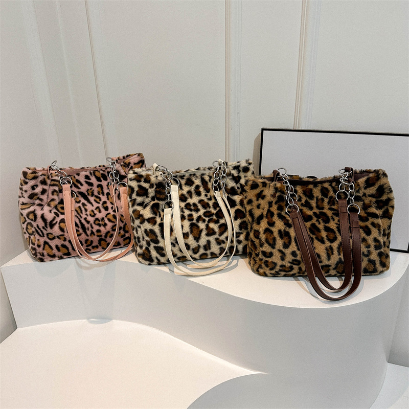 Women's fashion large capacity tote bag leopard print one shoulder underarm bag trend_voghion.com