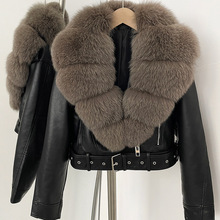 2025秋冬新款大毛领狐狸毛皮草外套女短款气质炸街皮衣年轻时尚款