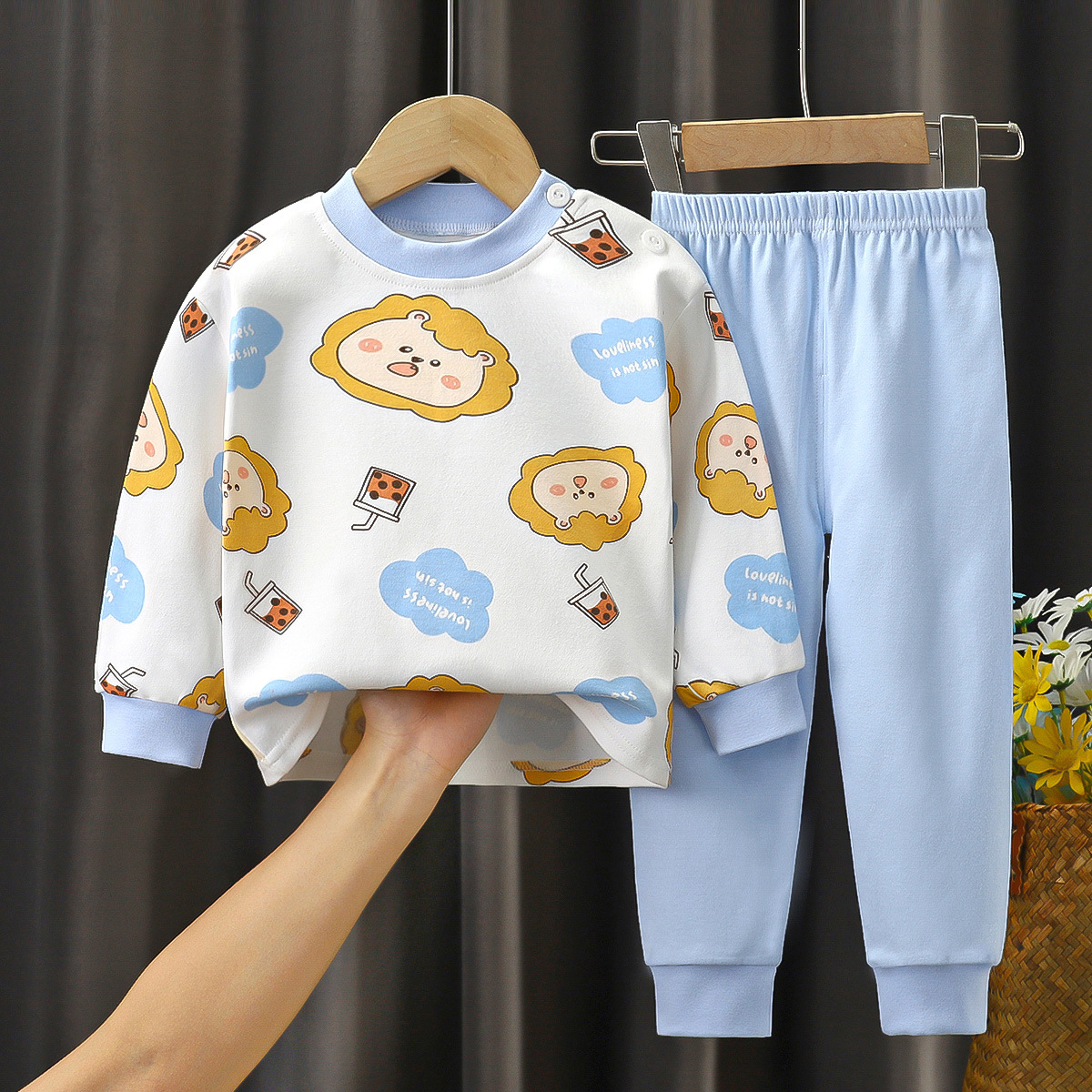 Underwear Set, Pure Cotton, New Boys' Home Clot, Baby All Cotton Warm, Girls' Clothes, Autumn Pants, Children's_voghion.com