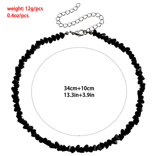 European and American Trend Accessory, Personality Hand-woven Bead Black Crystal Necklace for Women, Ins Korean Personality Necklace