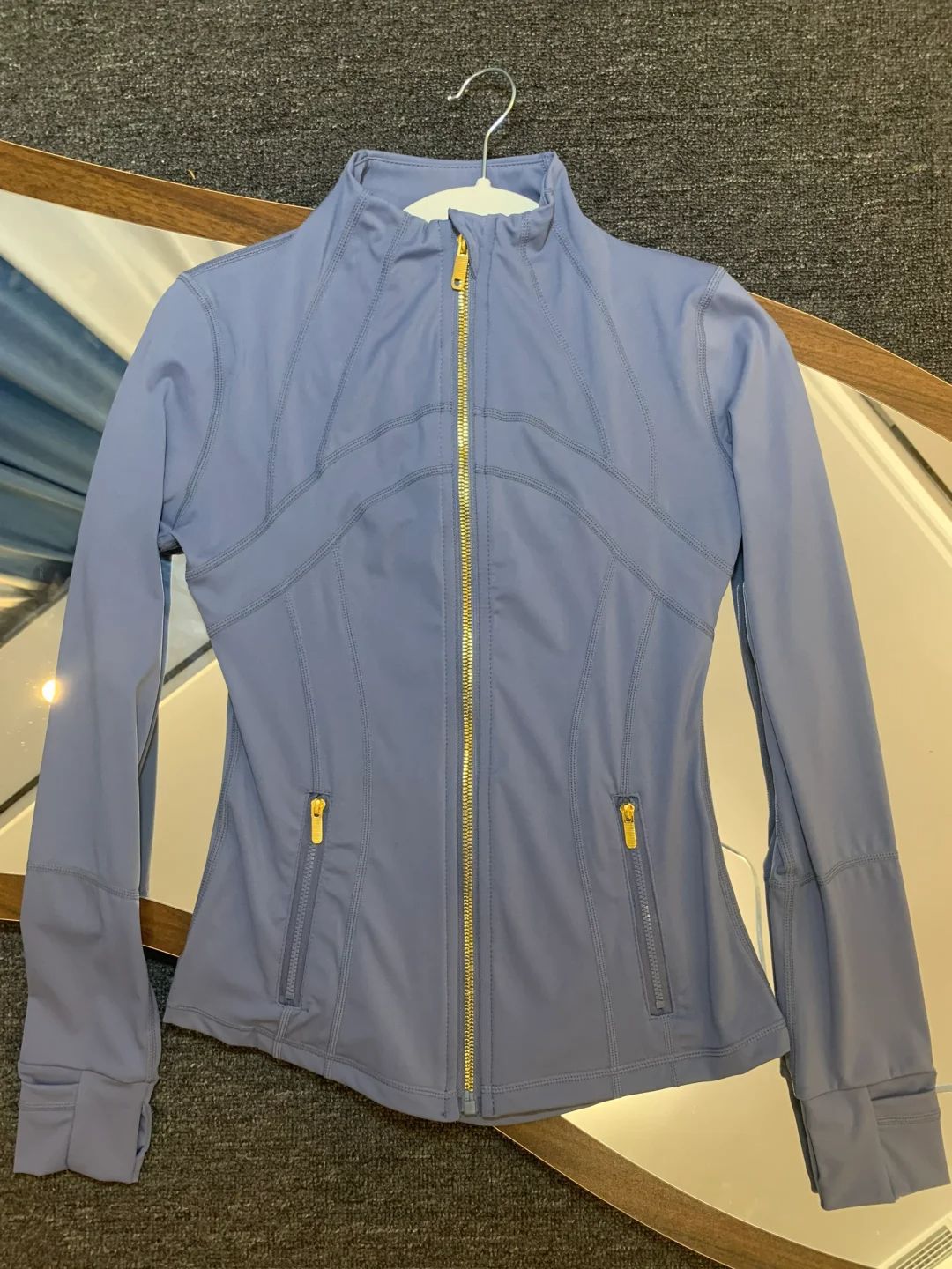 Shadow blue gold zipper jacket