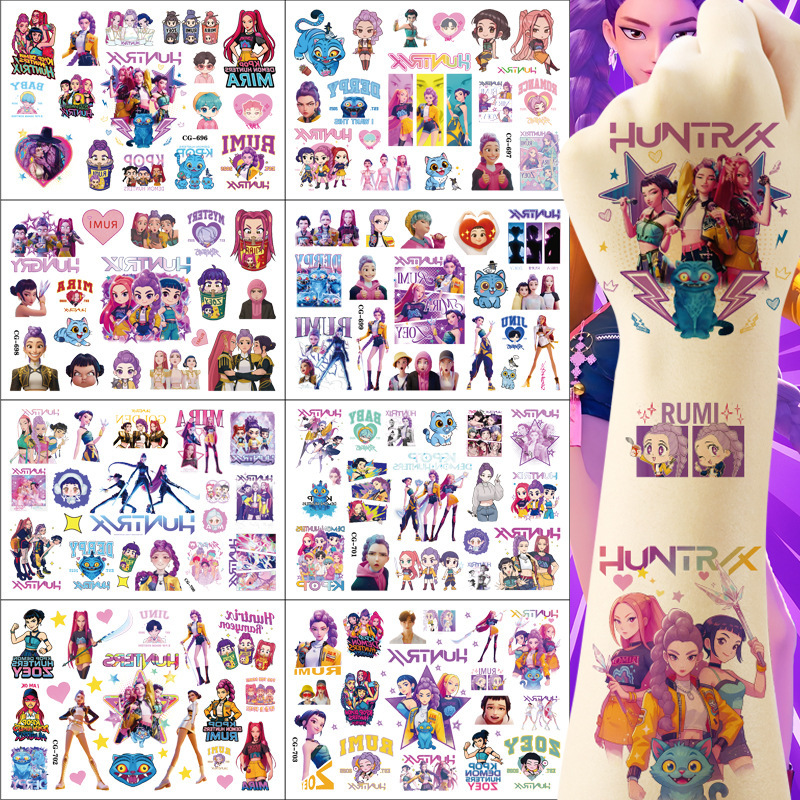 Kpop Hunter Witch Group Tattoo Sticker Cartoon Children's Tattoo Sticker Birthday Party Tattoo Sticker Water Transfer Sticker