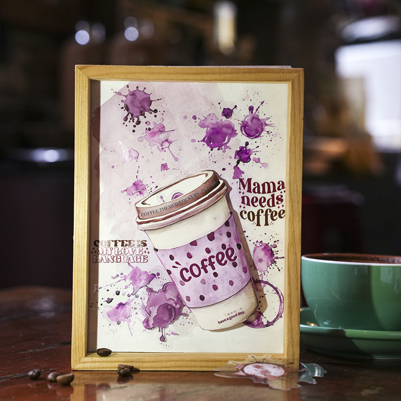 Beautiful day stickers coffee color retro waterproof ink trace…