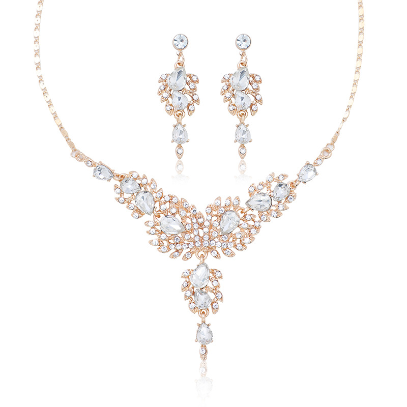 Necklace and Earrings Two Piece Set for Bride Advanced Design 2022 New Edition_voghion.com