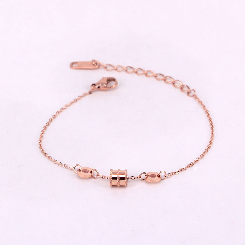 Hot-Selling Mini Double-Slot Cylindrical Waist-Shaped Anklet Bracelet for Women, Trendy Titanium Steel Fully Welded Small Cylindrical Bracelet