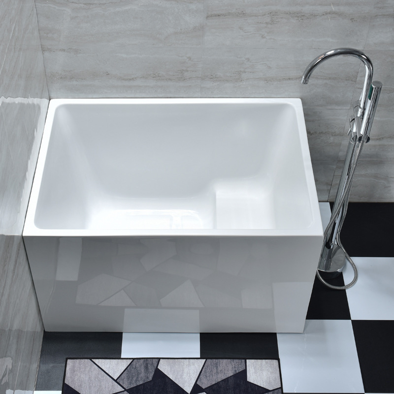 Acrylic Freestanding Deep Soaking Bathtub for Small Apartments, Household Use, Adult Mini Bathtub, Hotel Portable