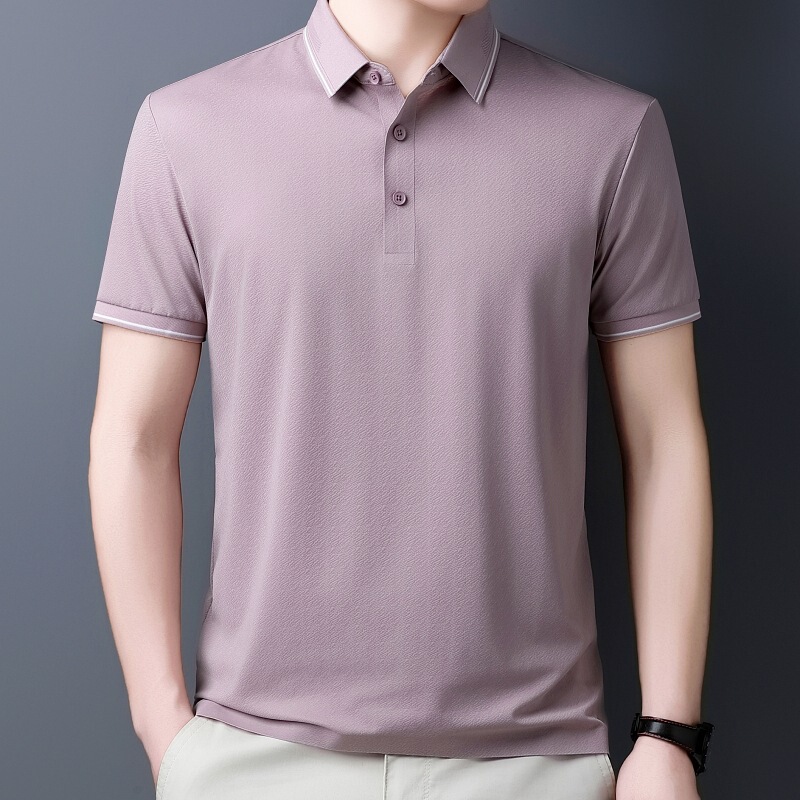 High-End Men's Mulberry Silk Polo Shirt, New Style Business Casual Middle-Aged Dad's Top, No-Iron Anti-Wrinkle Men's T-Shirt High-End Men's Mulberry Silk Polo Shirt, New Style Business Casual Middle-Aged Dad's Top, No-Iron Anti-Wrinkle Men's T-Shirt