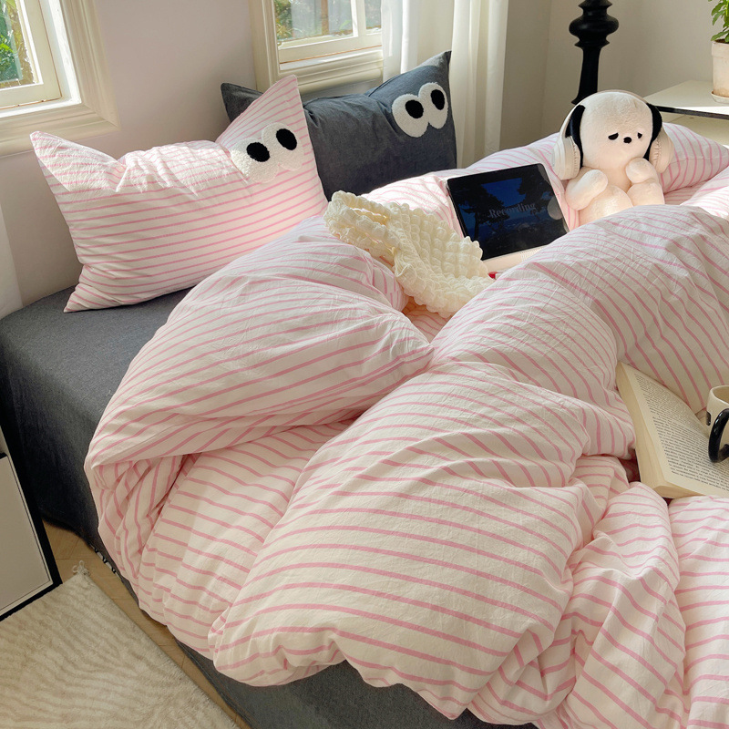 Juego de cama de algodón grueso de cuatro piezas 2025 nuevo estilo dormitorio de otoño e invierno sábanas de algodón funda edredón Juego de cama de tres piezas 4