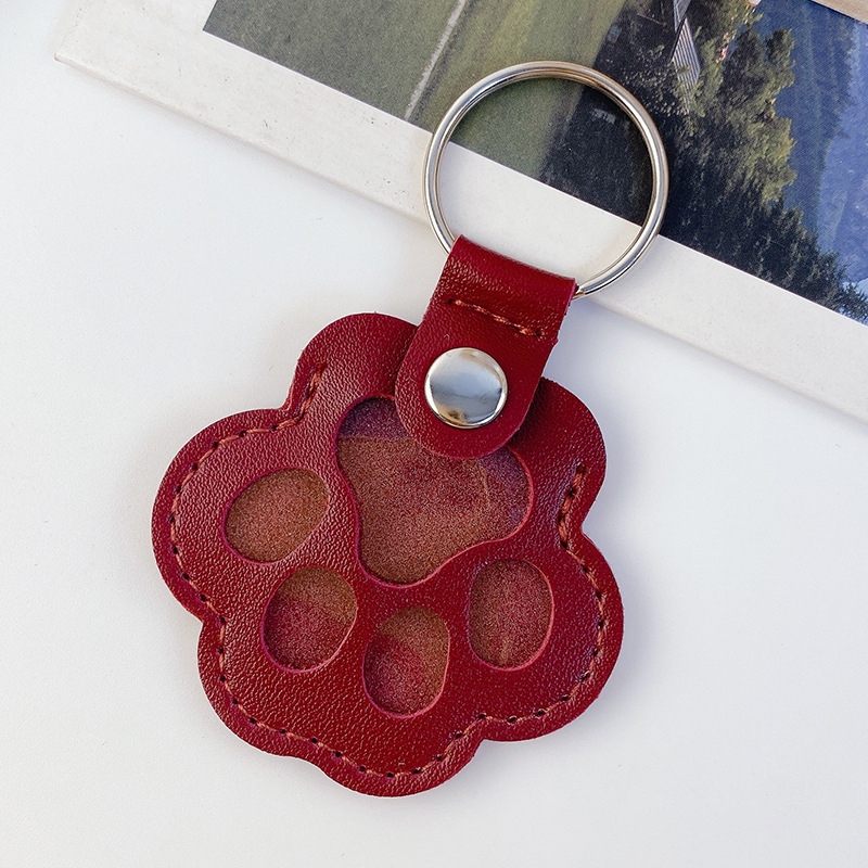 猫の足跡キーホルダーペットの毛 PU 収納袋ポータブル足跡キーホルダーペンダント猫と犬のペット用品|undefined