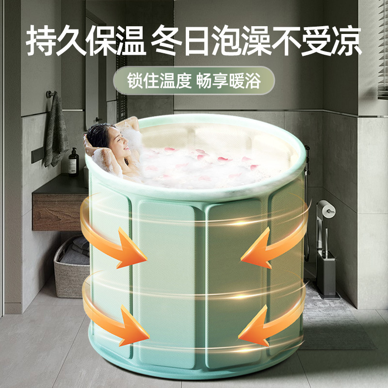 [Full Bucket Plus Cotton] Folding Bath Bucket for Adults, Full Body Bath Bucket, Foldableable and Portable Bath Bucket