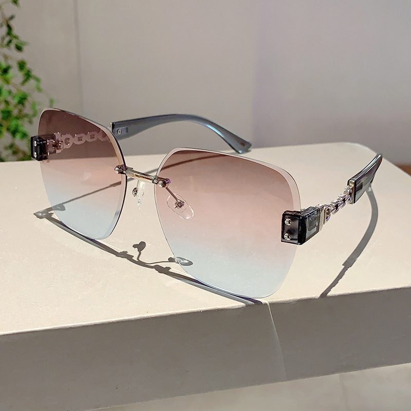 55g Weight Frameless Glasses Structure Sunglasses Classification PC, UV400 Protection Lens Material Square Glasses Style Outdoor, Travel Occasion Geometric Pattern All Seasons Season Unisex Gender Simple Style, Streetwear Style Simple Style Streetwear Geometric PC UV400 Protection Square Frameless Women's Sunglasses 11