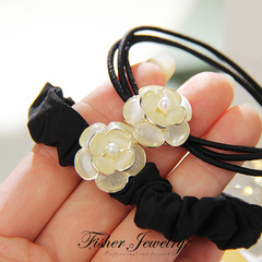 氣質~貓眼復古山茶花合金髮繩少女扎頭髮橡皮筋丸子頭髮圈頭繩