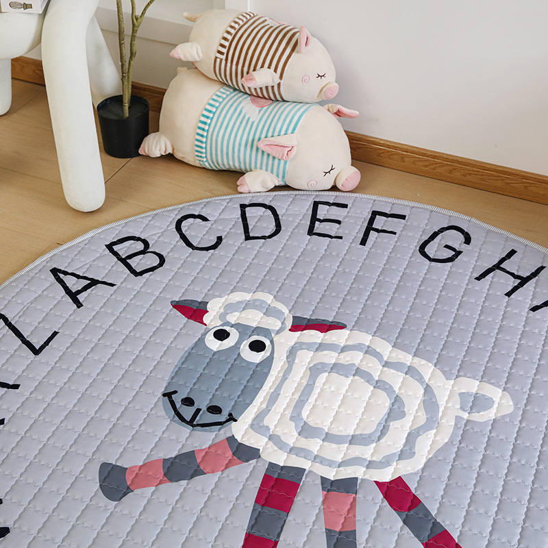Cross-Border Ins Style Cotton Toy Invisible Storage Floor Mat Round Children's Non-Slip Cartoon Mat Game Mat Available for Wholesale