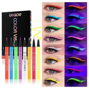 Candy Colorful 8-Piece Fluorescent Eyeliner Set Matte Body Painting Luminous Colorful Liquid Eyeliner Waterproof Sweat Quick-Drying