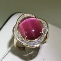 18-каратный золотой бриллиант кошачий глаз турмалин кольцо Tourmaline бразильский турмалин подарок ювелирных изделий