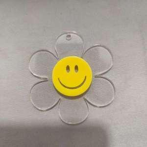 新しい二重層スプライシング、小さな新緑の花、誇張されたアクリルピースイヤリング、シルバーニードルイヤリング、イヤリング|undefined