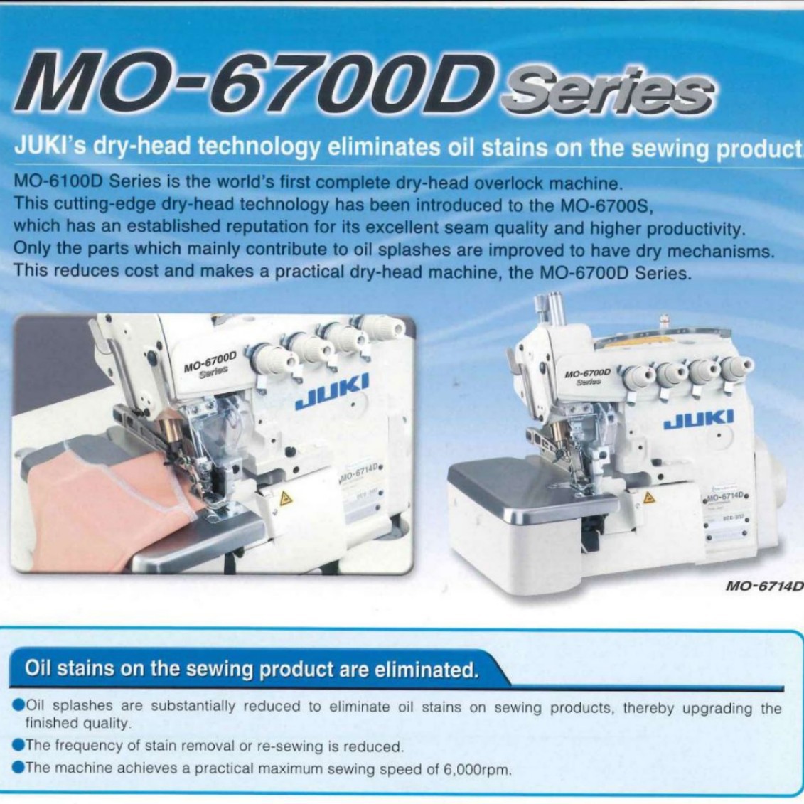 MO-6714DA JUKI 4-thread super high speed overlock sewing mac