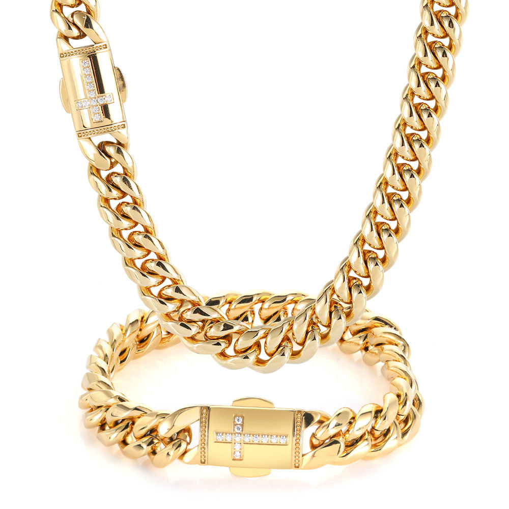 Solid Color Pattern 1 Piece Hip-hop Solid Color Stainless Steel Plating Bracelets Necklace