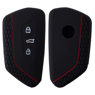 Applicable to Volkswagen Skoda Octavia, Teramont, ID.6 CROZZ, Talagon, ID.3X, Lingdu, ID.7 VIZZION, Talagon (Car key bag) - black-with-red-line