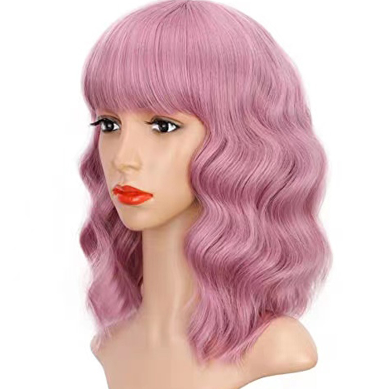 Water wave pattern Short Wig European and American wig short wave head wave curl color air bangs shoulder hair awning loose