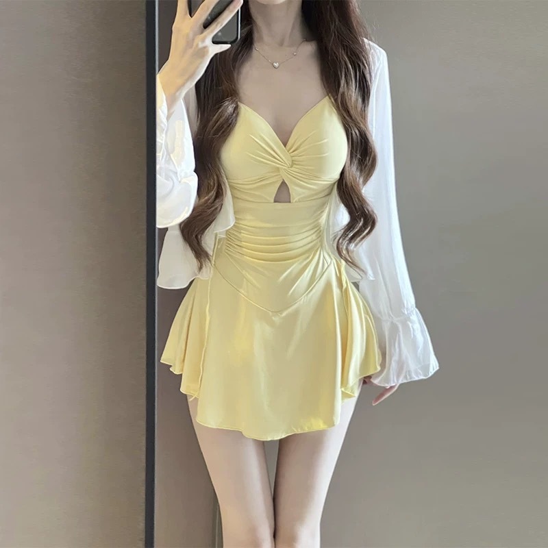 水着の女性のスカート式の連体の韓国版ins風は保守的にお腹を遮って痩せています。|undefined