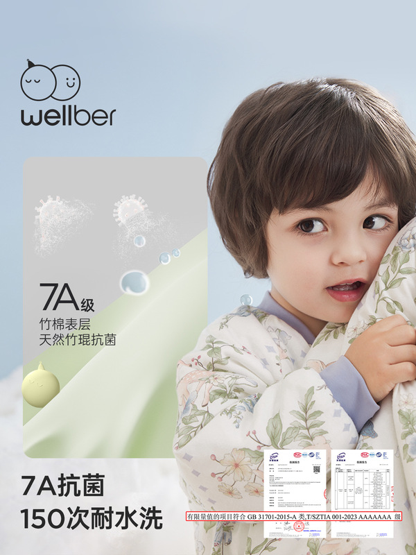 威尔贝鲁儿童睡袋2025新款秋冬保暖桑蚕丝羊毛防踢被a类抗菌保暖|undefined