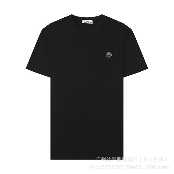 classic solid color base T-shirt with a round collar for men and…