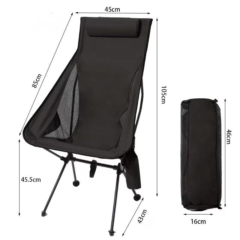 Silla plegable de aleación de aluminio ultraligera al aire libre Silla de espacio aumentada portátil silla trasera pesca ocio Silla de Luna transpirable