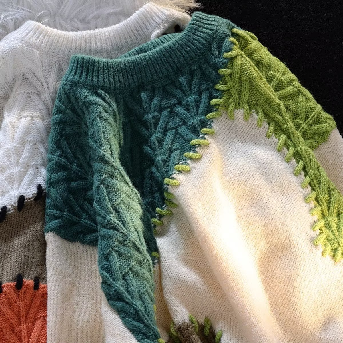 Suéter de contraste de viento perezoso casual retro americano para hombres y mujeres nuevo suéter de punto ceroso suave