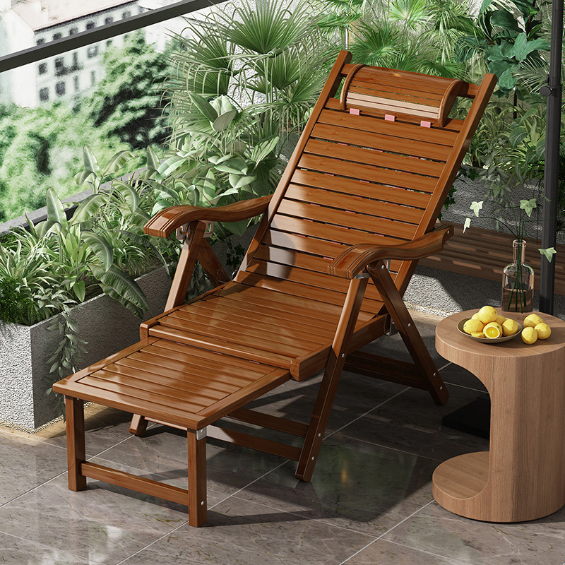 Silla de cama de bambú plegable para adultos silla de almuerzo doméstico dormitorio frío siesta slumber silla plegable balcón
