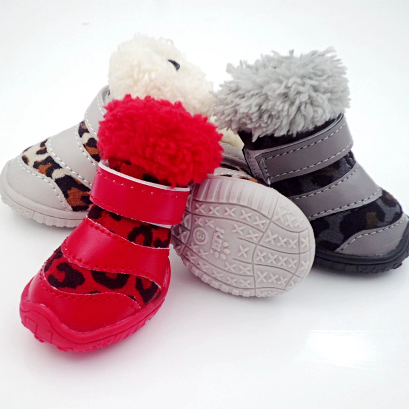 Обувь для собак Обувь для плюшевых собак Обувь для домашних животных Обувь для щенков осень и зима плюс воротник нескользящий теплый