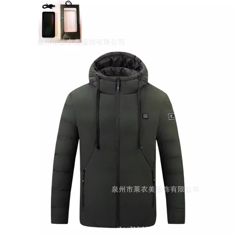 電気加熱綿服ダブルコントロール11区冬カジュアルファッション厚手純色コートusb充電保温綿服|undefined