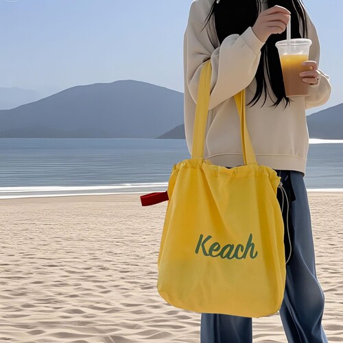 Korean Version New Alphabet Print Women's Large Capacity Nylon Single Shoulder Bag Casual Matchable Portable Drawstring Tote Bag