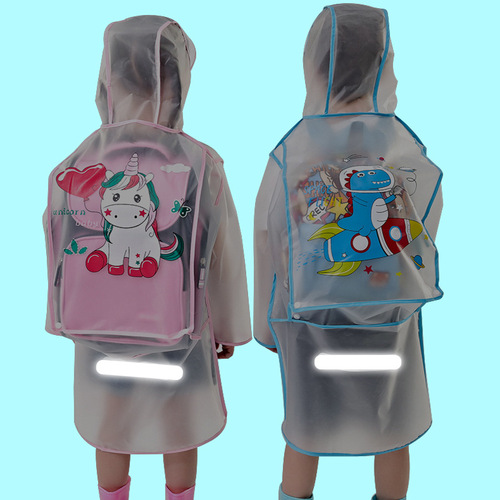 Children's raincoat, unisex kids' kindergarten Ultraman dinosaur soft strap backpack wholesale, small kids' raincoat, girls' primary school students