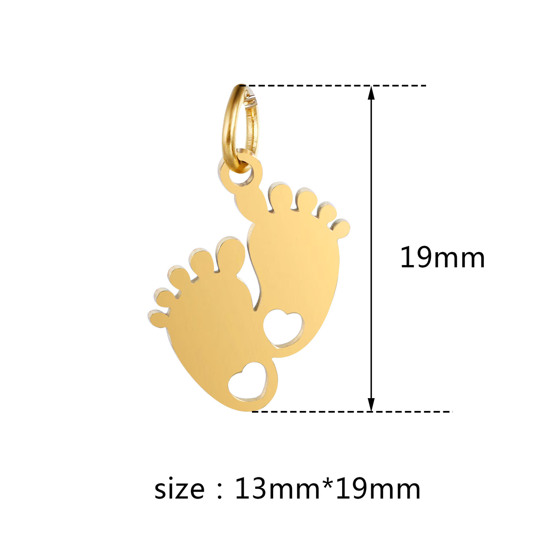 27g Weight Pendant Jewelry Making Type DIY Jewelry Accessories Classification 5 PCS/Package Quantity 304 Stainless Steel Material Foot Pattern Plating Design Cute Style 5 PCS/Package 304 Stainless Steel Foot Pendant 1