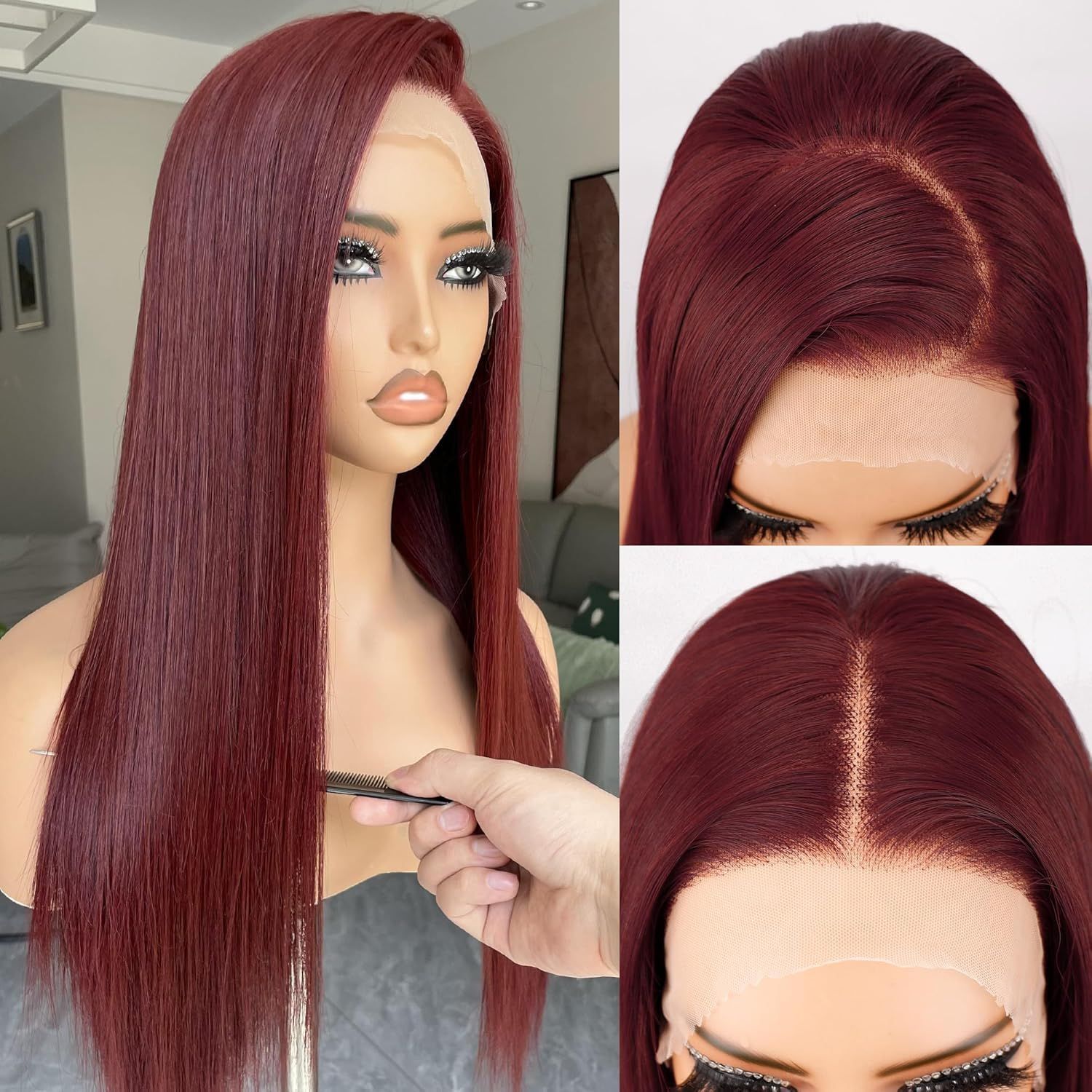 Perruque Synthétique Longue Lisse En Dentelle Style Africain_voghion.com