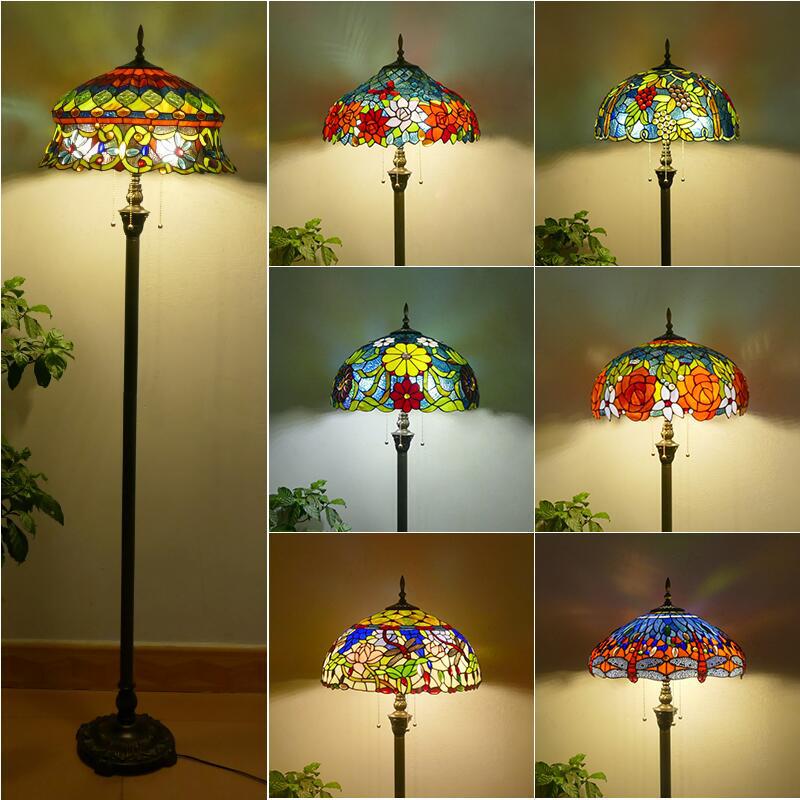 Retro Creative Study Bedroom Led Light Warm European Style Iron Art Living Room Hotel Lobby Decorative Glass Floor Lamp Retro Creative Study Bedroom Led Light Warm European Style Iron Art Living Room Hotel Lobby Decorative Glass Floor Lamp