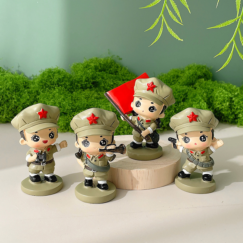 크리에이티브 어린이날 선물 장식품 붉은 군대 군인 형제 풍경 수지 장식품 수공예 장식품 생일 선물