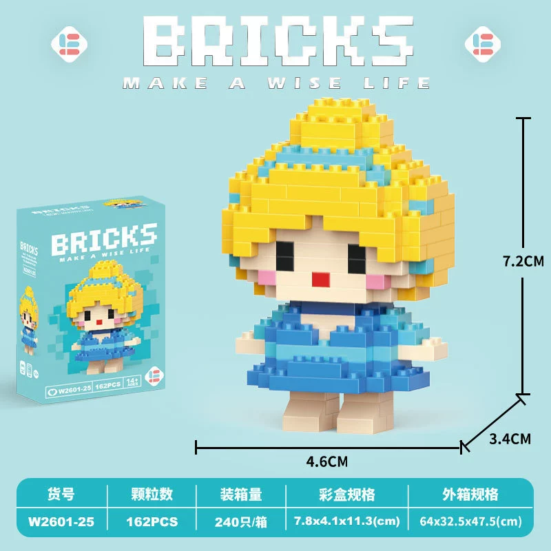 Micro‑block cartoon doll constructor (Lego style), strawberry & mini bears, blind box, micro pieces