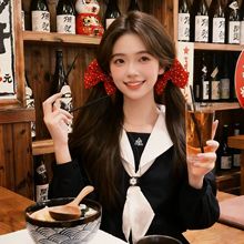 日系少女红色波点蝴蝶结发夹头饰新款可爱jk制服对夹元气儿童发饰