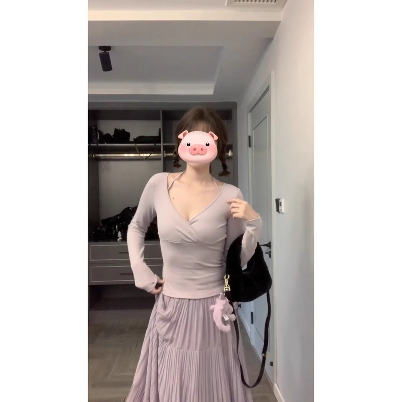 高级感紫色半身裙女春夏新款a字雪纺长裙百褶裙显瘦高腰大摆裙子|undefined