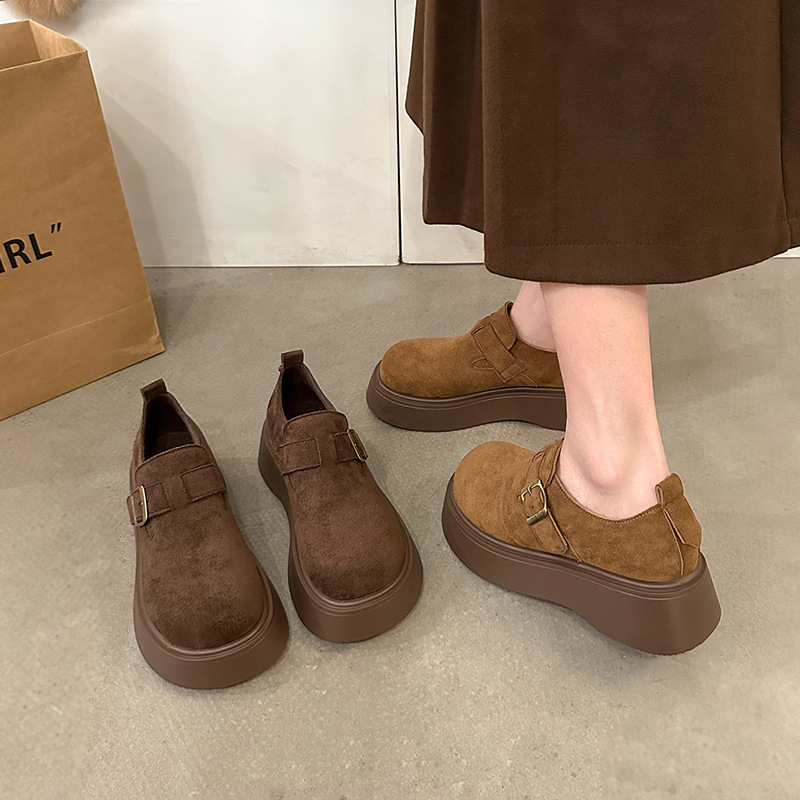 厚底增高勃肯鞋女2025春季新款懒人一脚蹬复古博肯单鞋休闲乐福鞋|undefined