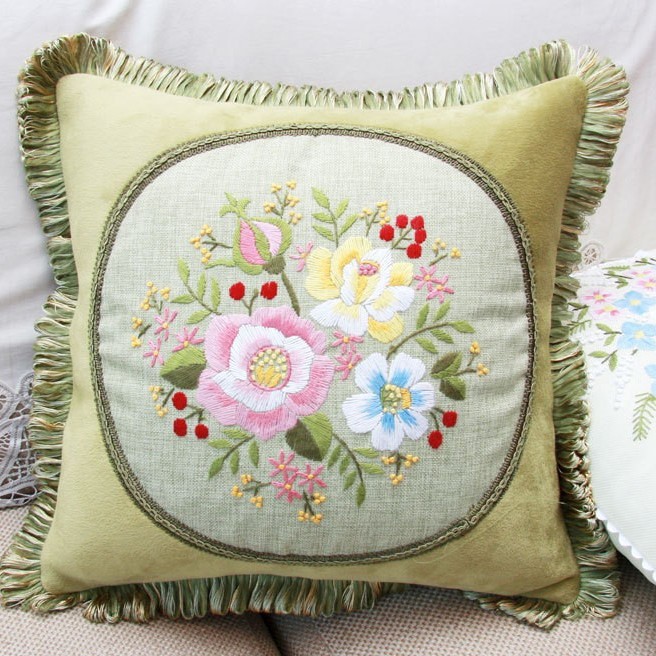 Jinhao bordado fábrica al por mayor hecho a mano bordado Cruz puntada DIY cinta bordado cojín almohada Guangzhou 04