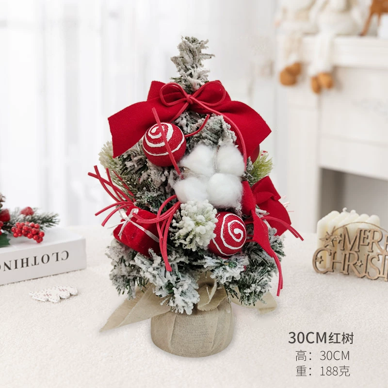 Mini Christmas tree MB‑22B01N XL23B05N, tabletop 30–40 cm, flocked branches, optional lights