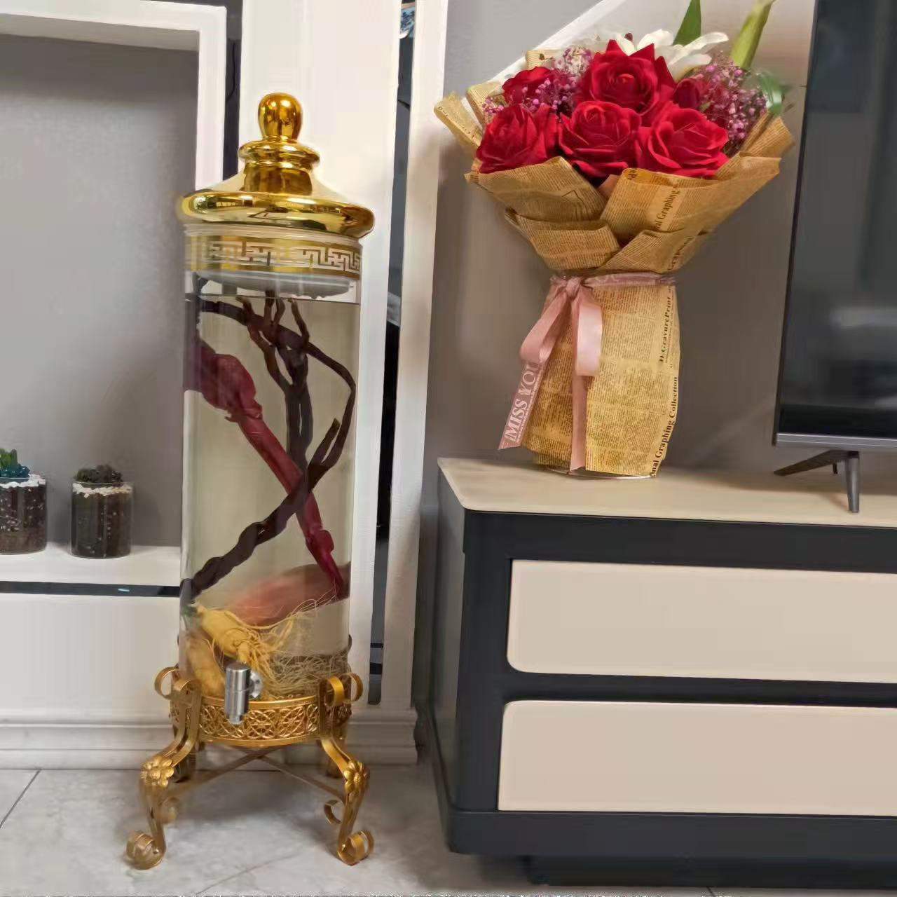 玻璃瓶泡酒坛高硼硅玻璃泡酒瓶15斤20斤透明加厚家用酒坛