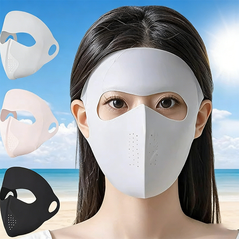 Full Face Sun Protection Mask for Women, Seamless Uv Protection Face Mask, Sunshade Ice Silk Mask, Breathable Cycling Face Mask